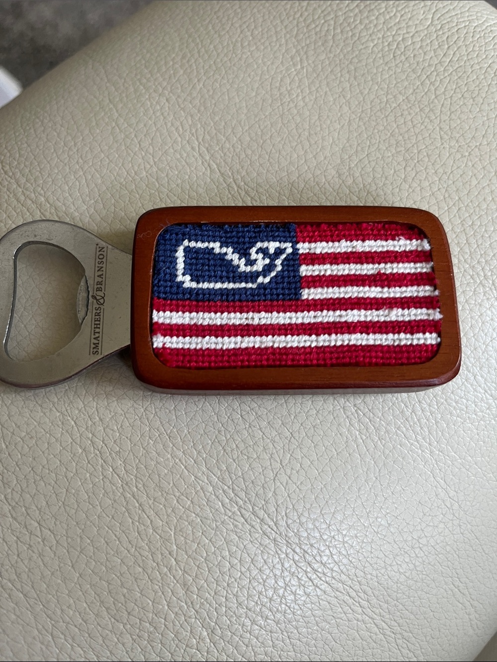 Vineyard Vines - Smathers & Branson Red, White & Blue Needlepoint Bottle Opener.